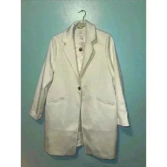 Halston Women’s Large Coat Wool Blend NWOT Pockets Cream - Picture 1 of 8